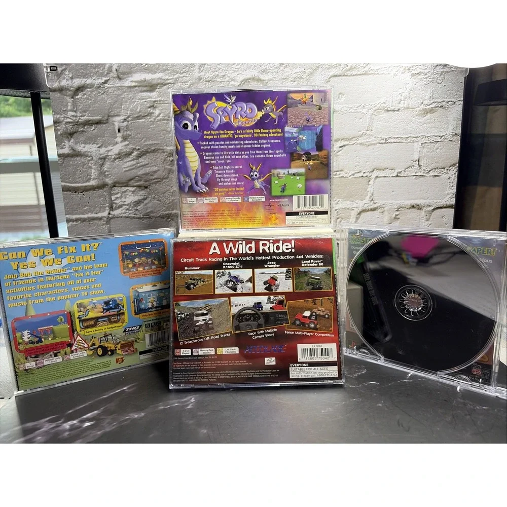 Sony PlayStation 1 Lot - Spyro/Bob The Builder/Test Drive Off Road & Dinosaur
